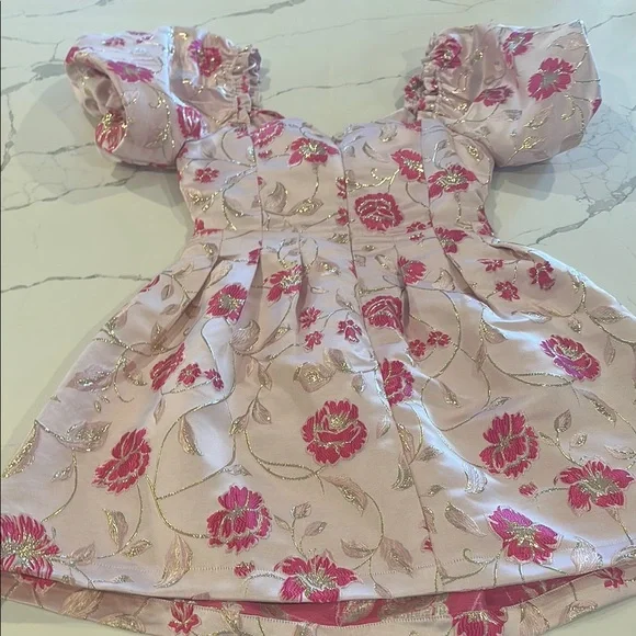 Vici Pink Bubble Mini Dress Marie Anne Floral Puff Sleeve - Picture 9 of 13